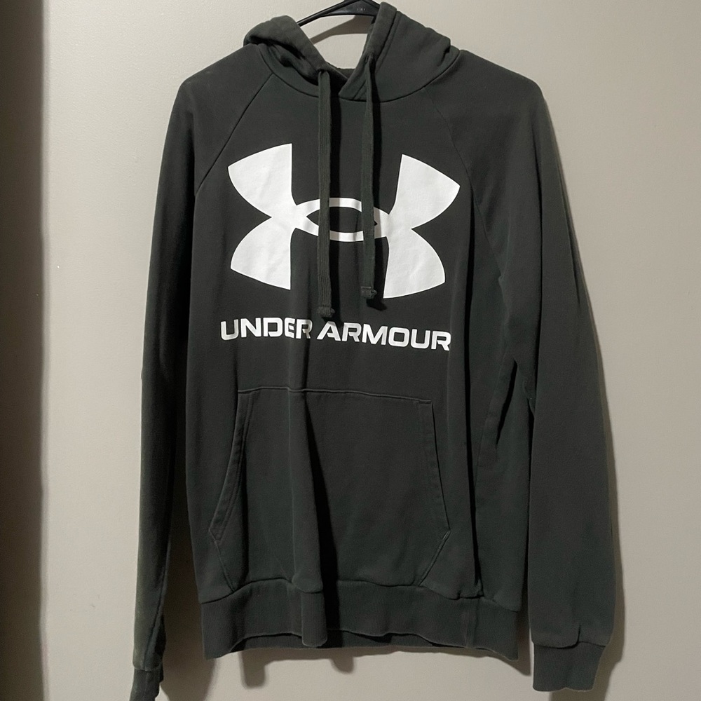 under armour hoodie, size small, army green